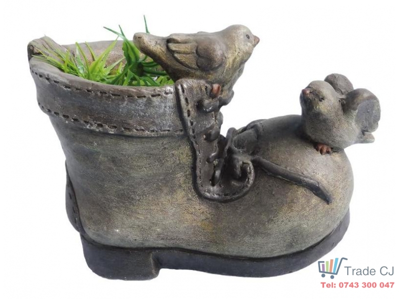Decoratiune gradina Boot with flowerpot, ceramica 23cm inaltime