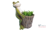 Ghiveci decorativ Frog with Pot,ceramica,32 x 24.5 x 39 cm