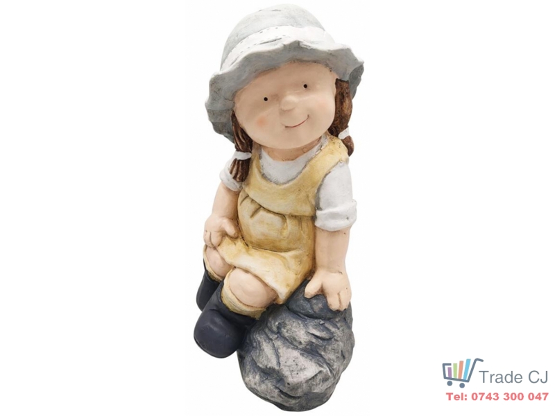 Decoratiune gradina Girl on stone, ceramica,29 x21 x 42 cm