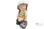 Decoratiune gradina Girl on stone, ceramica,29 x21 x 42 cm