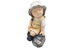 Decoratiune gradina Girl on stone, ceramica,29 x21 x 42 cm
