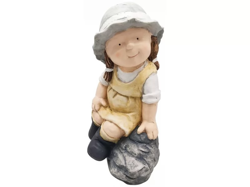 Decoratiune gradina Girl on stone, ceramica,29 x21 x 42 cm
