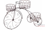 Suport decorativ din metal pentru 3 ghivece flori tip bicicleta, 60x42 cm