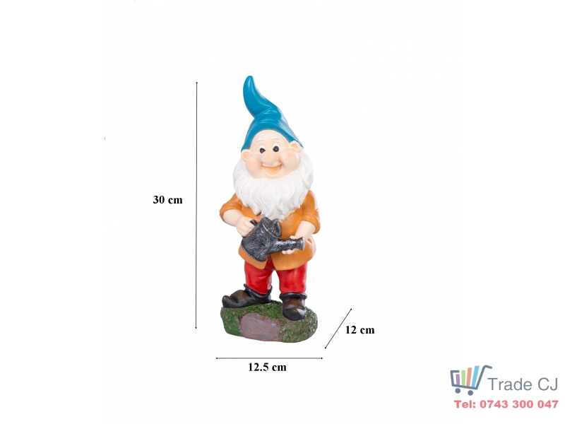 Decoratiune pentru gradina, Dwarf with watering can, rasina sintetica, 12,5x12x30 cm