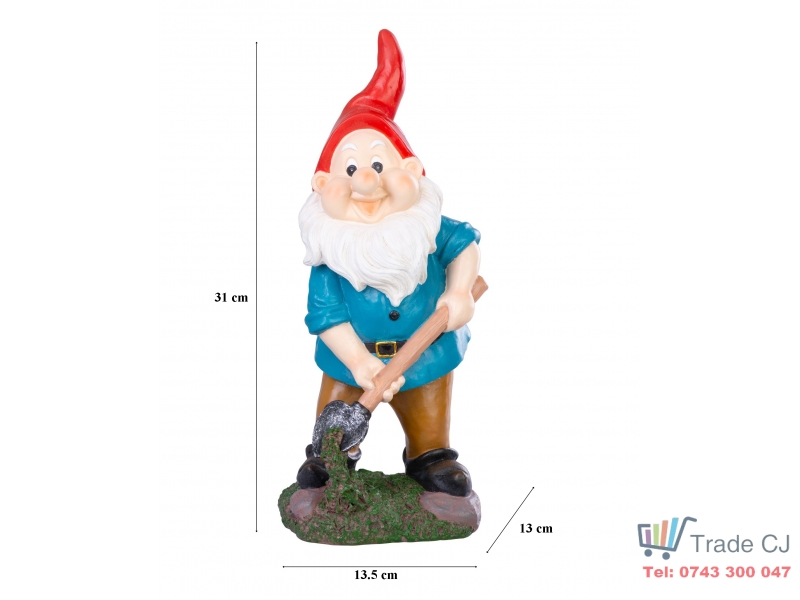 Decoratiune pentru gradina, Dwarf with shovel, rasina sintetica, 13,5x13x31 cm