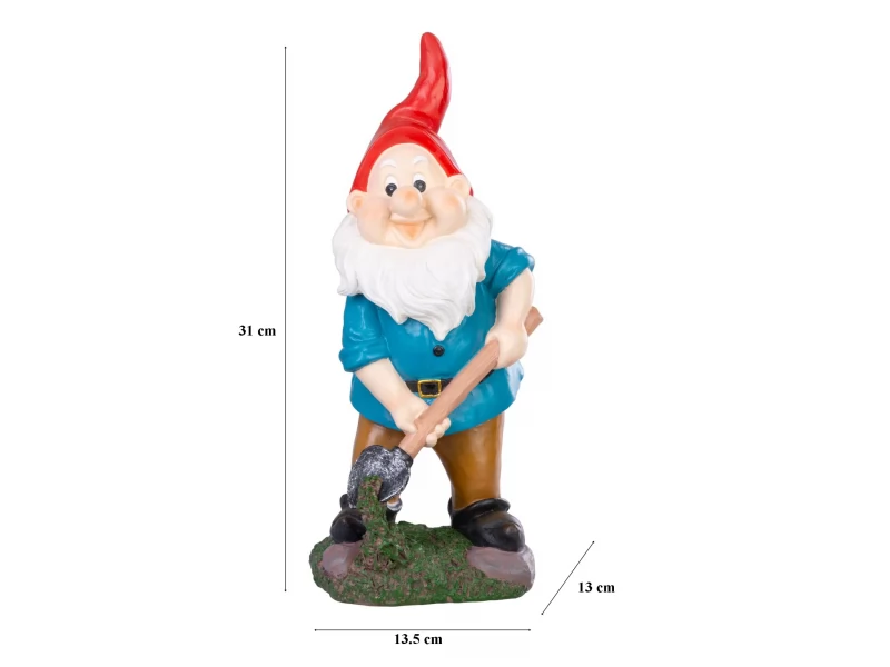 Decoratiune pentru gradina, Dwarf with shovel, rasina sintetica, 13,5x13x31 cm