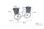 Suport decorativ din metal cu 2 ghivece flori, tip bicicleta, 50x15x37 cm