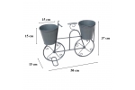 Suport decorativ din metal cu 2 ghivece flori, tip bicicleta, 50x15x37 cm