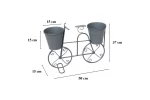 Suport decorativ din metal cu 2 ghivece flori, tip bicicleta, 50x15x37 cm