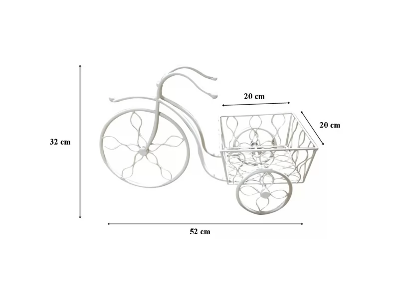 Suport patrat pentru ghiveci flori decorativ din metal, tip bicicleta, 52x22x32 cm