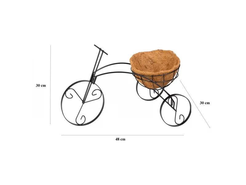Suport decorativ din metal pentru ghiveci flori, tip bicicleta, 48x30x30 cm