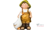 Decoratiune pentru gradina, Girl with goose, ceramica, 6.5x12.5x19 cm