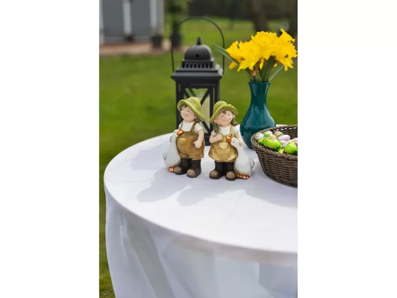 Decoratiune pentru gradina, Girl with goose, ceramica, 6.5x12.5x19 cm