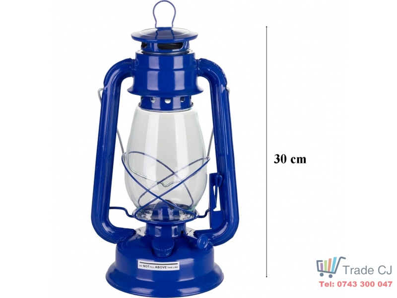 Set lampa cu fitil + ulei lampa 1l, culoare albastra, inaltime 30cm