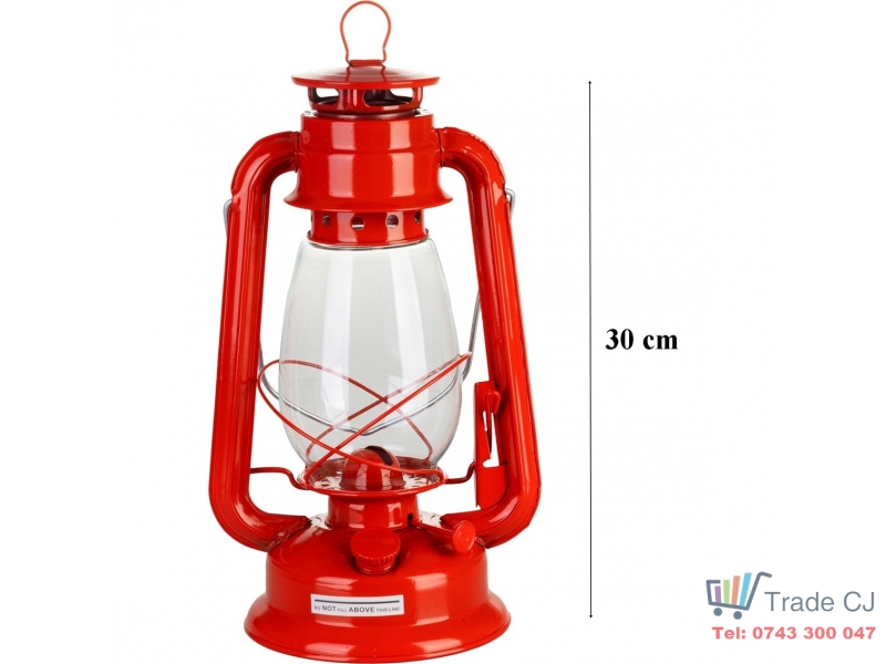 Set lampa cu fitil + ulei lampa 1l, culoare rosie, inaltime 30cm