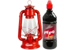 Set lampa cu fitil + ulei lampa 1l, culoare rosie, inaltime 30cm