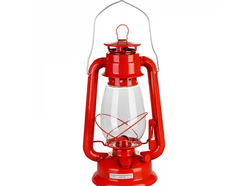 Set lampa cu fitil + ulei lampa 1l, culoare rosie, inaltime 30cm