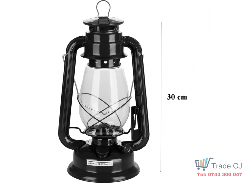 Set lampa cu fitil + ulei lampa 1l, culoare neagra, inaltime 30cm