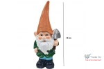 Decoratiune pentru gradina, Gnome with orange hat, ceramica, 12.5x8.5x28 cm