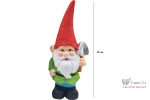 Decoratiune pentru gradina, Gnome with red hat, ceramica, 12.5x8.5x28 cm