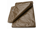 Prelata impermeabila universala, 3x5 m, densitate 200 g mp, extra groasa, maro, cu inele metalice si margini intarite, pentru protectie lemne, mobilier, utilaje si materiale de constructii