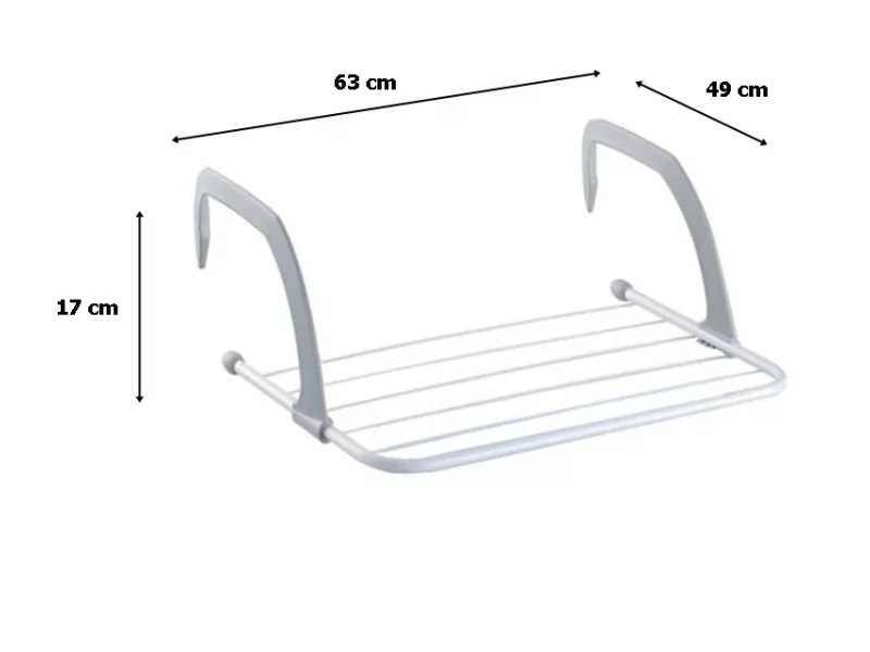 Uscator rufe cu sistem agatare pentru balcon sau calorifer 63x49x17 cm