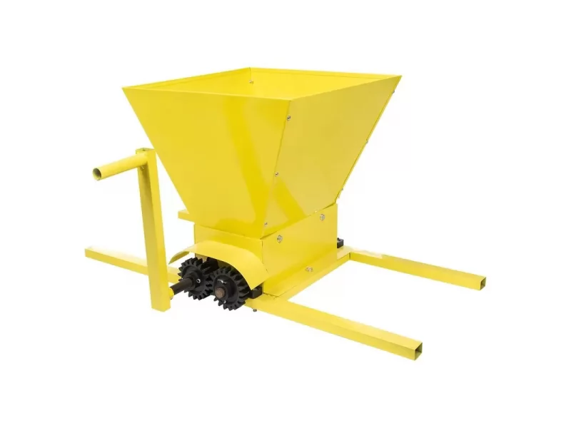 Zdrobitor manual pentru struguri, cuva 20 L, 300-500 kg h, tamburi din poliamida alimentara, distanta reglabila intre cilindri 2-8 mm