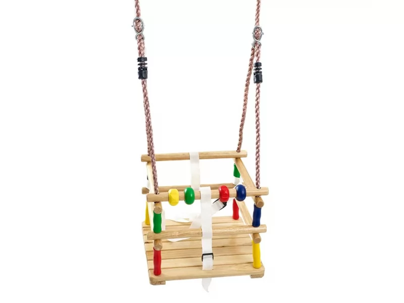 Leagan copii, din lemn ST Kids, 30x30 cm, max 30kg, franghie cu inele prindere 2m