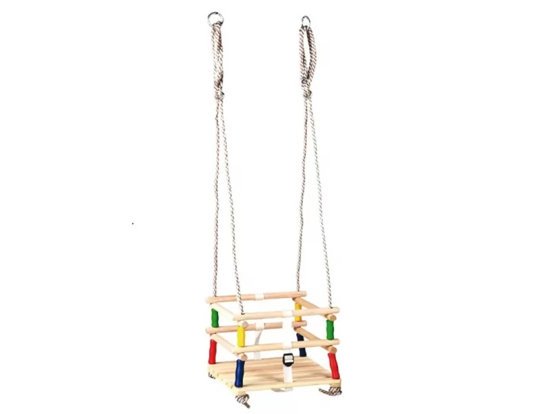 Leagan copii, din lemn ST Kids, 30x30 cm, max 30kg, franghie cu inele prindere 2m