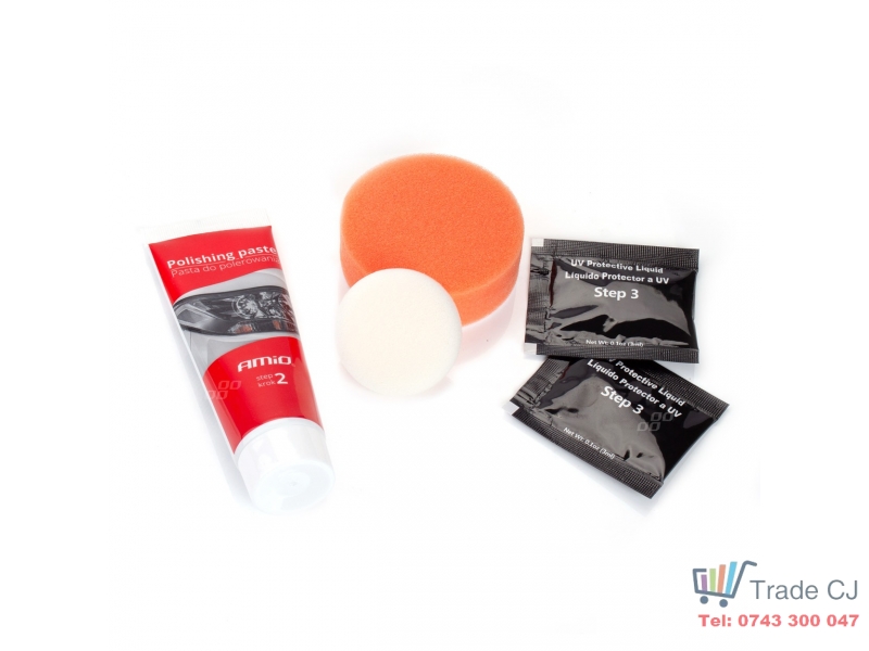 Kit DIY pentru polish faruri cu pasta, bureti si discuri abrazive