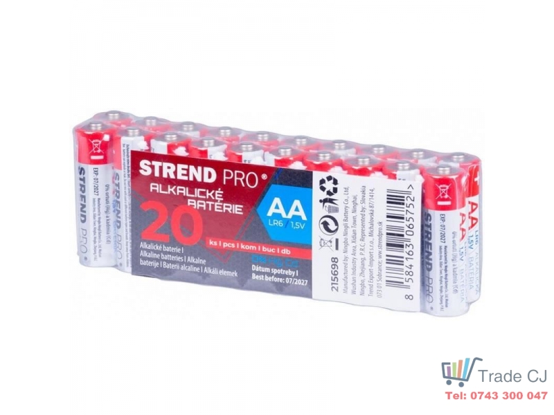 Set 20 baterii alcaline Strend Pro, LR6, AA, 1.5 V