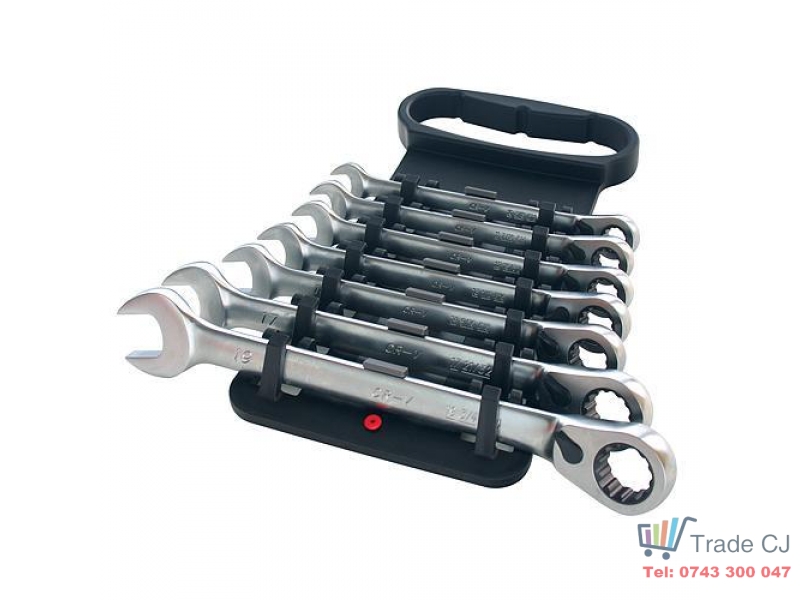 Set 7 chei combinate Honiton, 10-19mm, inelare cu clichet reversibil