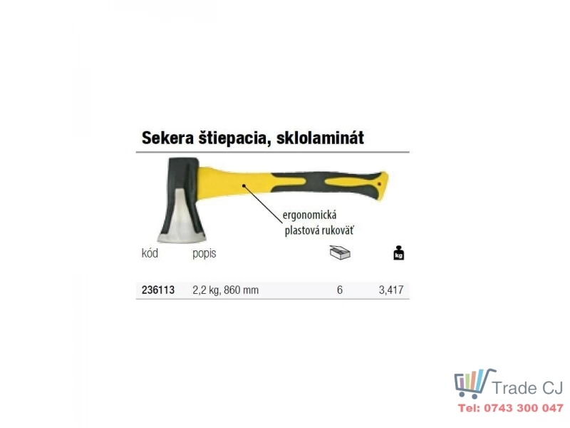 Topor cu pana pentru despicat lemne Strend Pro AX255A 2200 g, lungime 600 mm, coada fibra sticla