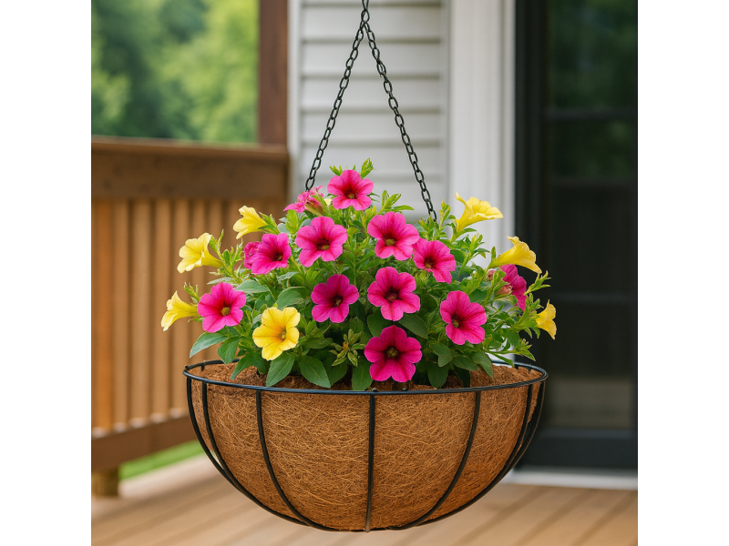 Suport pentru flori din cocos si metal SGTT Coconut 30x30x14 cm