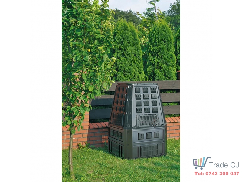 Compostor de gradina, capacitate 420 l, negru, demontabil, 880x800x880 mm