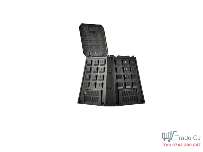 Compostor de gradina, capacitate 420 l, negru, demontabil, 880x800x880 mm