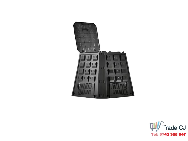 Compostor de gradina, capacitate 420 l, negru, demontabil, 880x800x880 mm