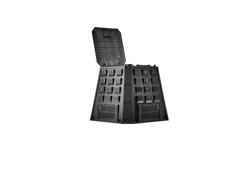 Compostor de gradina, capacitate 630 l, negru, demontabil, 910x900x1070 mm