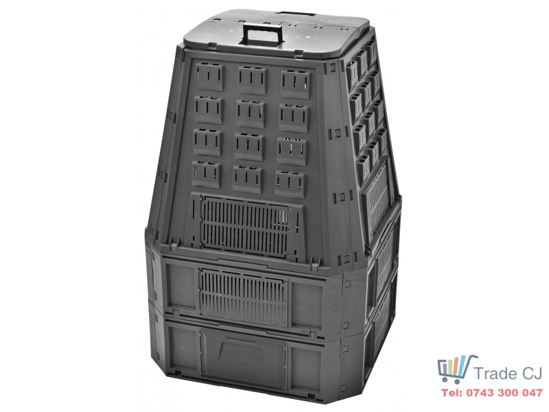 Compostor de gradina, capacitate 850 l, negru, demontabil, 910x900x1345 mm