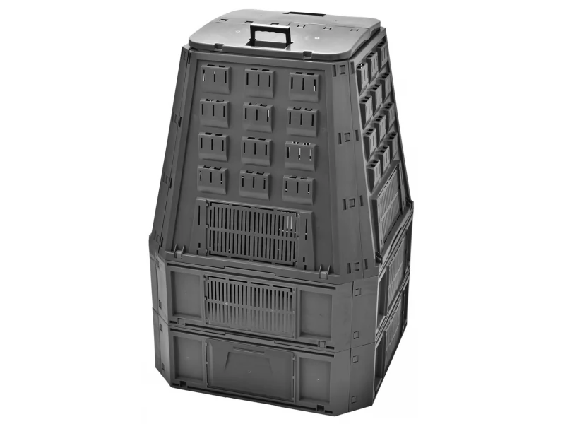 Compostor de gradina, capacitate 850 l, negru, demontabil, 910x900x1345 mm