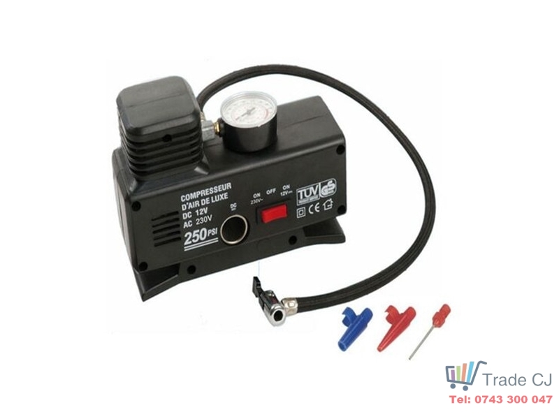 Compresor auto cu manometru, 12V 220V, 120W, portabil, pentru umflat roti, biciclete si mingi