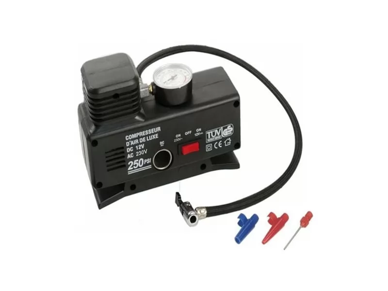 Compresor auto cu manometru, 12V 220V, 120W, portabil, pentru umflat roti, biciclete si mingi