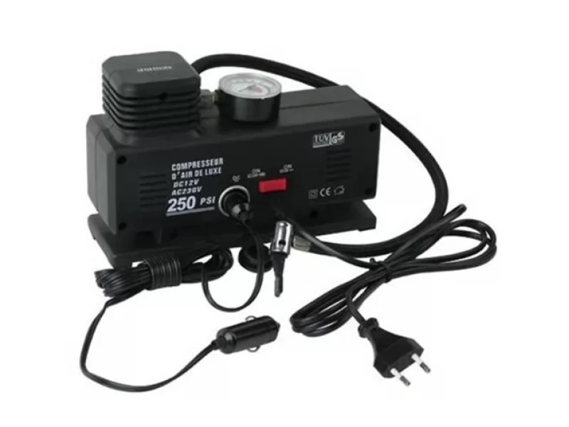Compresor auto cu manometru, 12V 220V, 120W, portabil, pentru umflat roti, biciclete si mingi
