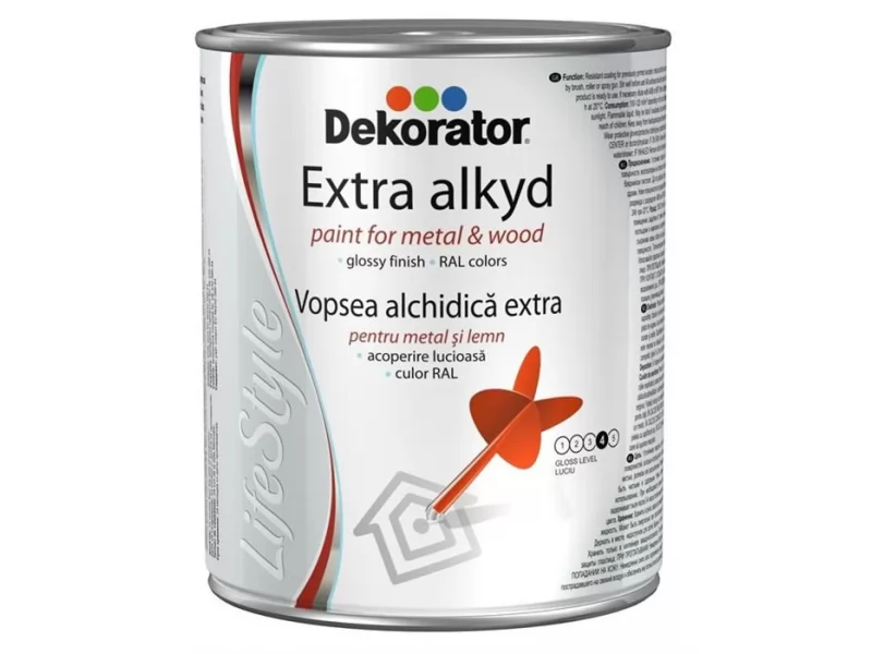 Vopsea alchidica pentru lemn si metal Dekorator Lucios Maro Mahon RAL 8016 0,75l