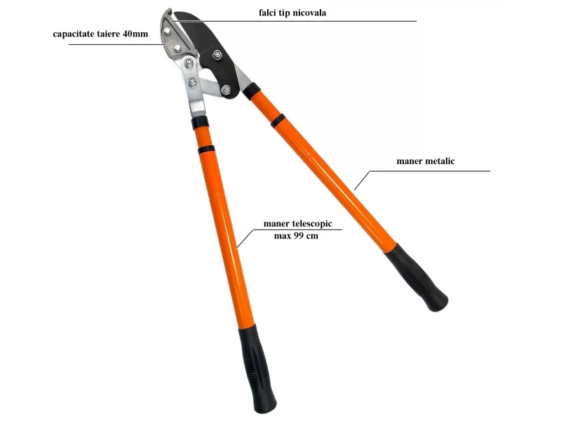 Foarfeca metalica telescopica 65-100 cm, pentru taiat crengi, max 40mm