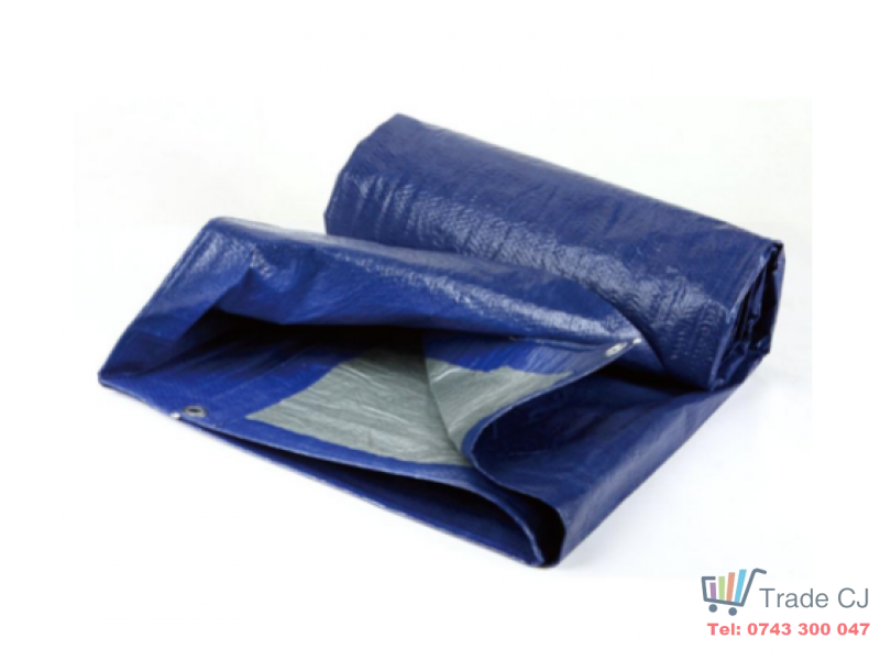 Prelata impermeabila, 8x12m, densitate 140g mﾲ, inele de prindere, albastru gri