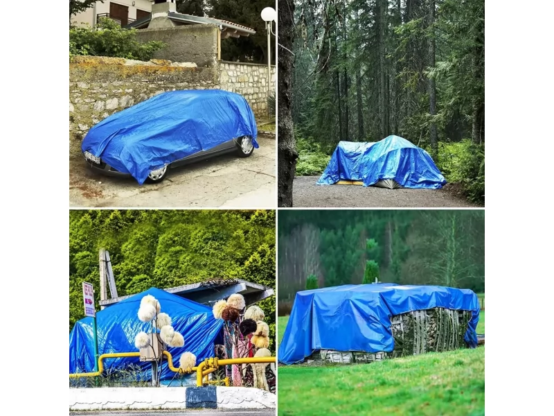 Prelata impermeabila universala, 6x10 m, densitate 80g mﾲ, inele de prindere metalice, culoare albastra