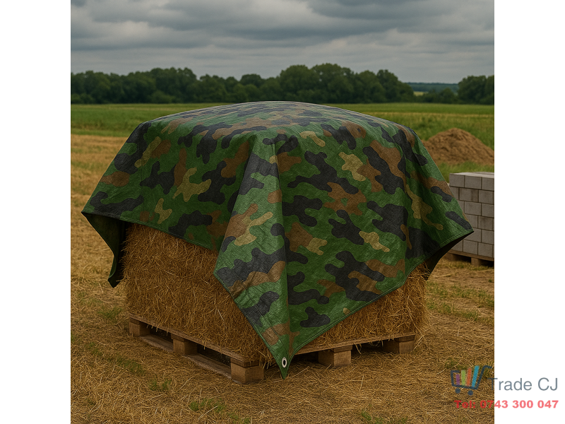 Prelata impermeabila Army Camouflage, 2x3m cu inele de prindere, 80gr mﾲ