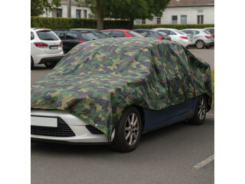 Prelata impermeabila Army Camouflage, 2x4m cu inele de prindere, 80gr mﾲ