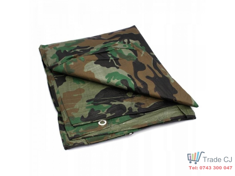 Prelata impermeabila Army Camouflage, 4x5m cu inele de prindere, 80gr mﾲ